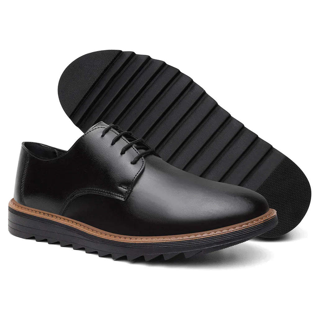 Chaussure Habillée Homme Derby Noir à Semelle Épaisse – Style Sport-Chic